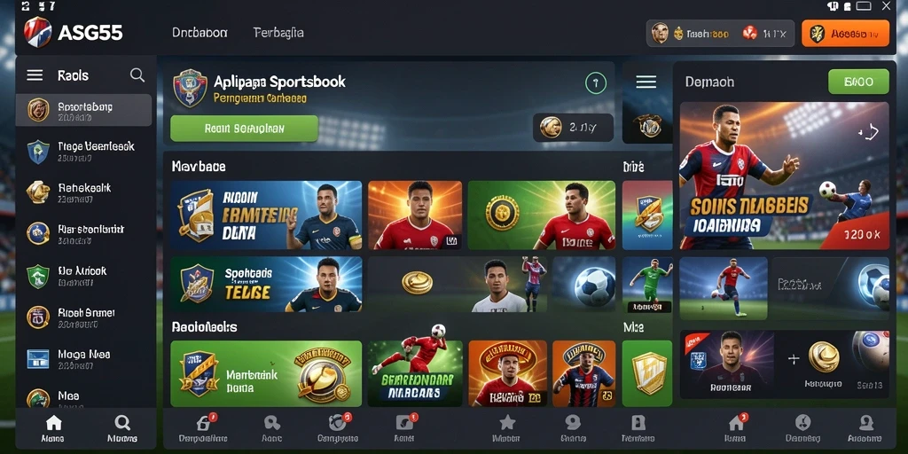 Screenshot utama ASG55 menampilkan tampilan taruhan langsung dan statistik olahraga.