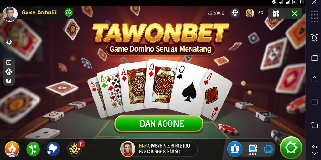 Tampilan gameplay seru dalam TAWONBET yang menampilkan kartu Domino.